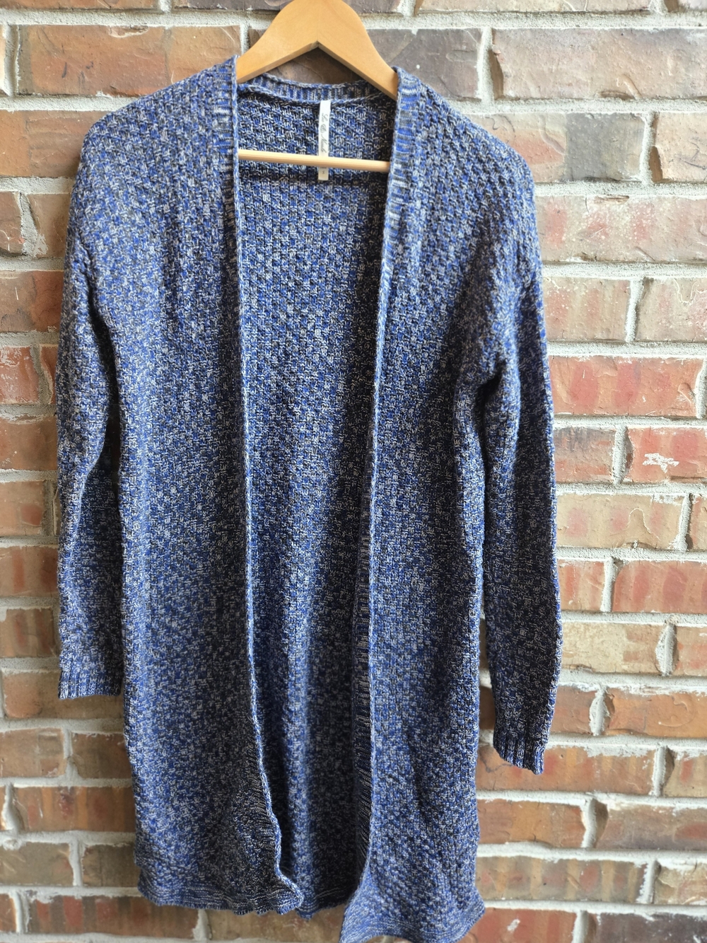 Leo & Nicole Blue Marled Open-Front Knit Cardigan Cozy Casual Layering